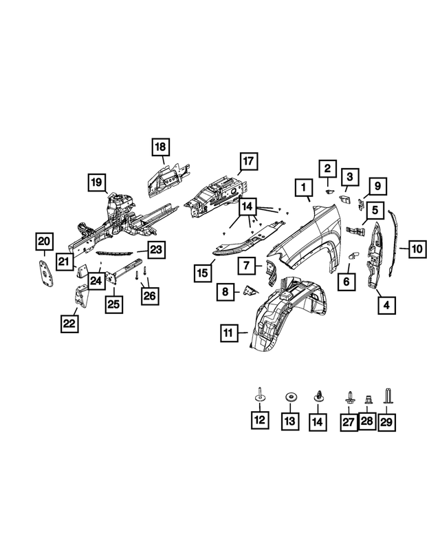 68430056AA - Body Sheet Metal Except Doors: Fender, Right for Mopar Image image