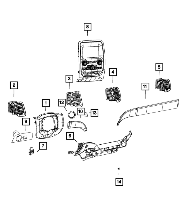5SB01DX9AA - Interior Trim: Instrument Panel Bezel for Mopar Image