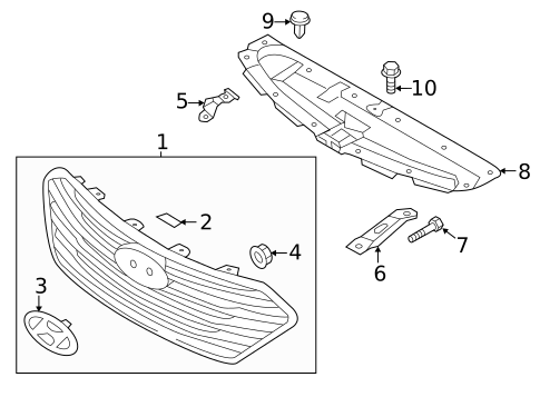 Grille & Components for 2015 Hyundai Santa Fe #0