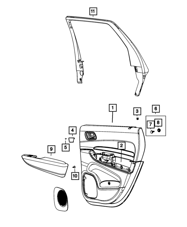 1TA861X5AE - : Rear Door Trim Panel, Right for Mopar Image