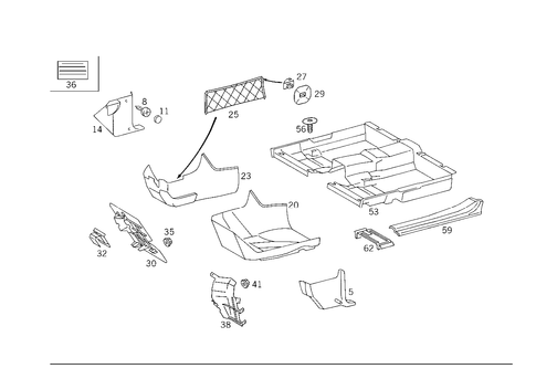Front Panel Pillar Panelling, Lining on Floor and Footrest for 1984 Mercedes-Benz 500SEC #0