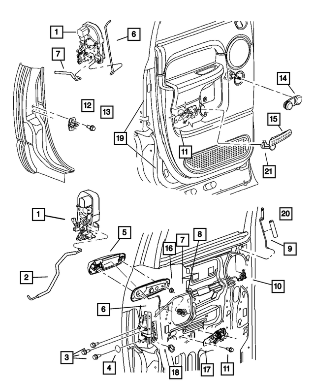 55276147AC - Doors and Related Parts: Rear Door Inside Remote To Latch Link And Sleeve, Left for Mopar Image