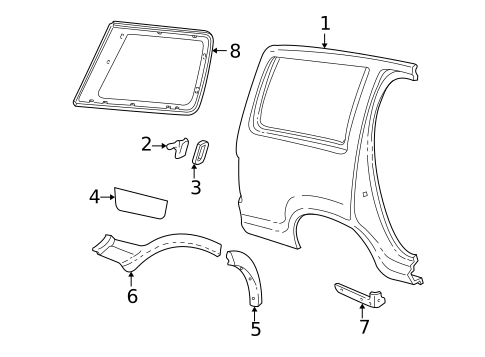 Glass & Hardware for 1999 Ford Explorer #0