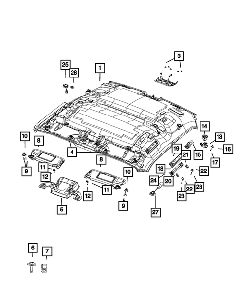 Headliners-Visors-Assist Straps for 2019 Dodge Challenger #0