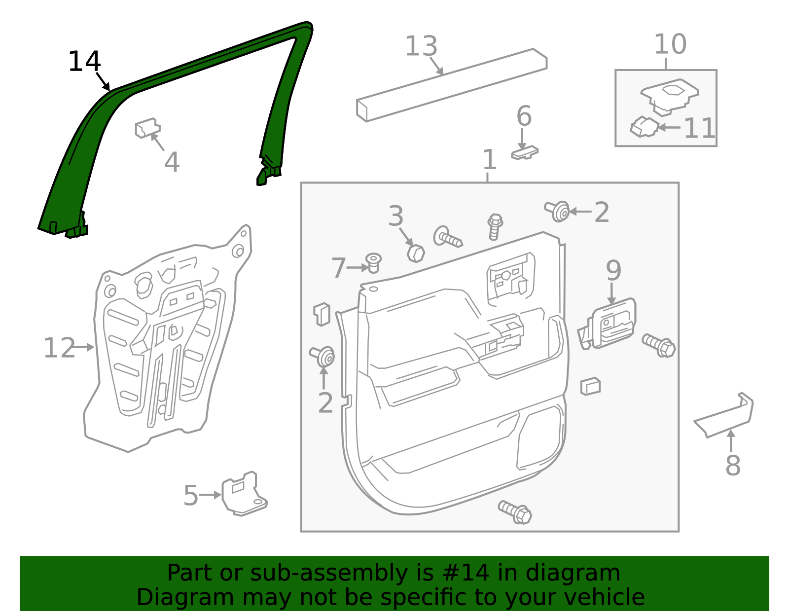 2014-2019 GM Passenger Side Rear Door Window Garnish Molding 23276865 ...