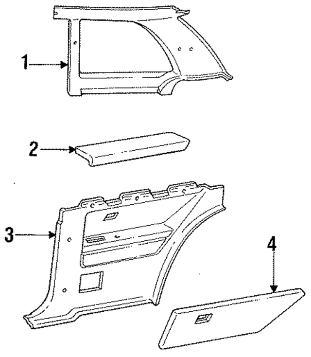 F33Z6652018BCY - Body: Upper Quarter Trim for Ford: Tempo Image