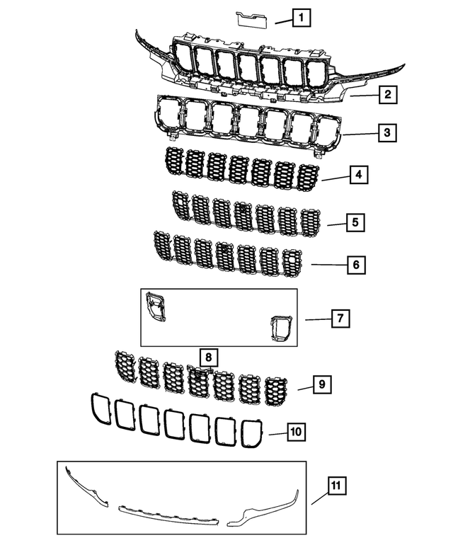 6VV46GXHAD - Exterior Ornamentation: Texture Grille for Jeep: Grand Cherokee, Grand Cherokee L Image