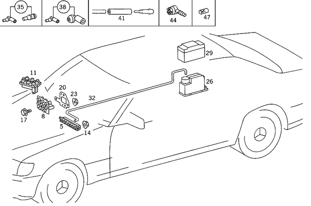 1408000478 - Vacuum System: Valve for Mercedes-Benz: 300SD, 400SE, 400SEL, 500SEC, 500SEL, 600SEL, S420 Image image