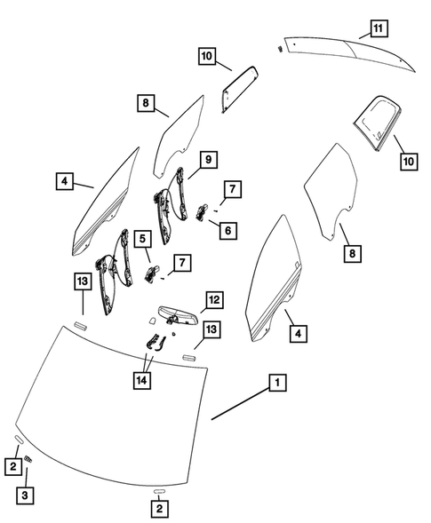 Glass and Interior Rearview Mirror for 2019 Dodge Journey #0