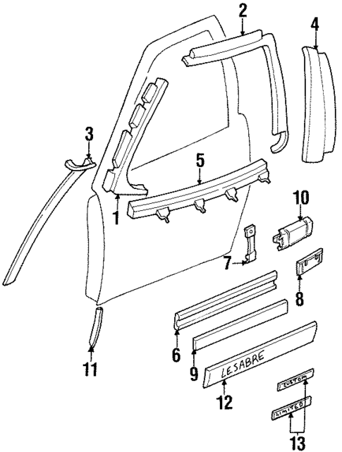 Exterior Trim - Front Door for 1997 Buick LeSabre #0