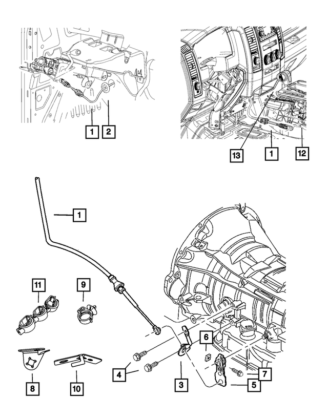 52855956AG - 545RFE; 5-Speed; Automatic Transmission: Gearshift Control Cable for Mopar Image