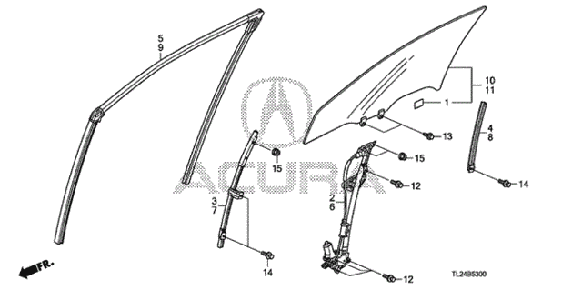 Front Door Glass  - Regulator for 2011 Acura TSX #0