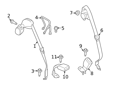 Rear Seat Belts for 2025 Porsche Macan #0