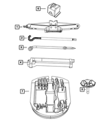 55352852AA - Wheels: Tool Set for Chrysler: 200, 300, Pacifica, PT Cruiser, Sebring, Town &amp; Country, Voyager | Dodge: Avenger, Caliber, Challenger, Charger, Dakota, Dart, Durango, Grand Caravan, Journey, Magnum, Neon, Nitro, Ram 1500, Ram 2500, Ram 3500, Stratus, Viper | Jeep: Cherokee, Commander, Compass, Gladiator, Grand Cherokee, Grand Cherokee L, Liberty, Patriot, Wrangler, Wrangler JK | Ram: 1500, 1500 Classic, 2500, 3500, C/V, Dakota Image