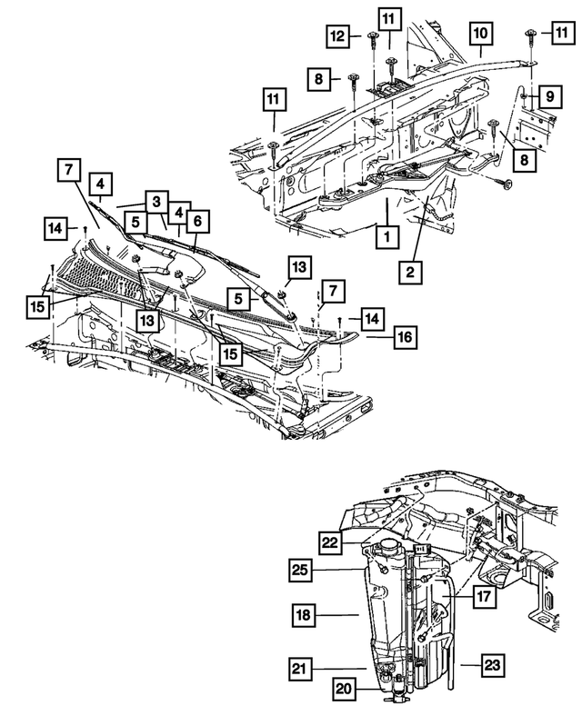 55362510AB - Wiper/Lock Cylinder and Keys: Cowl Grille Support for Mopar Image