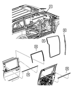 5020782AC - Doors, Door Mirrors and Related Parts: Rear Door Belt Inner Weatherstrip, Right for Mopar Image