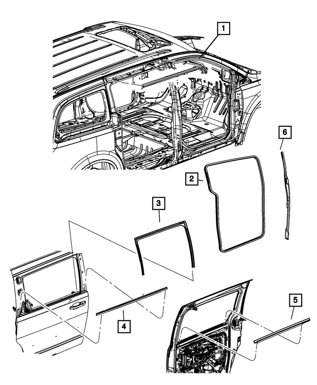 5020783AC - Doors, Door Mirrors and Related Parts: Rear Door Belt Inner Weatherstrip, Left for Mopar Image image