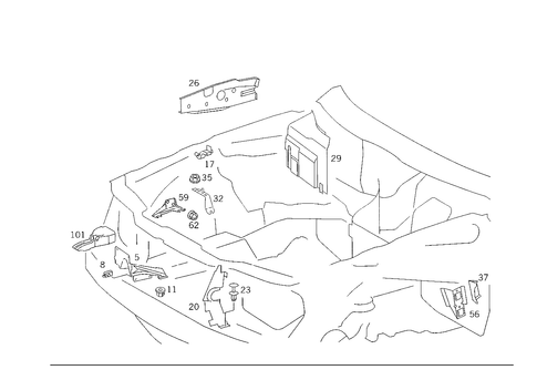 Engine Compartment Partition Panel, Wheelhouse Attachment Parts for 1989 Mercedes-Benz 300TE #3