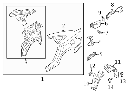 Quarter Panel & Components for 2012 Hyundai Azera #0