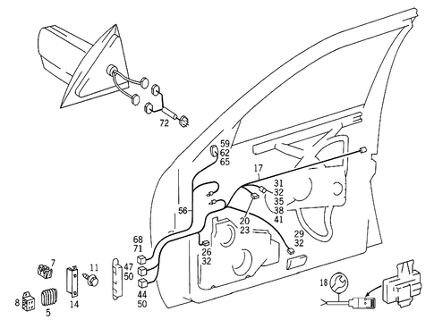 Door Cable Harnesses & Protective Hoses for 1984 Mercedes-Benz 300SD #1