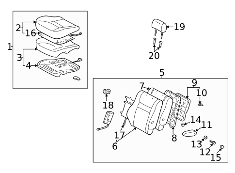 Front Seat Components for 2002 Toyota Highlander #1