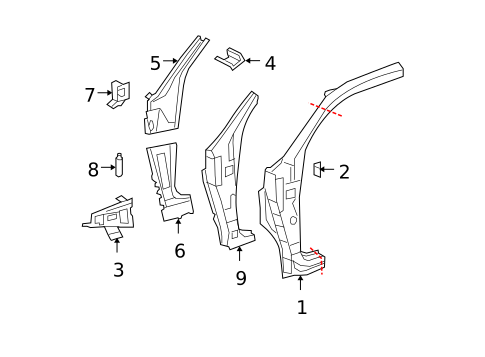 Hinge Pillar for 2007 Toyota Tundra #1