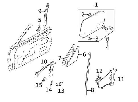 Glass - Door for 2001 Mazda Miata #0
