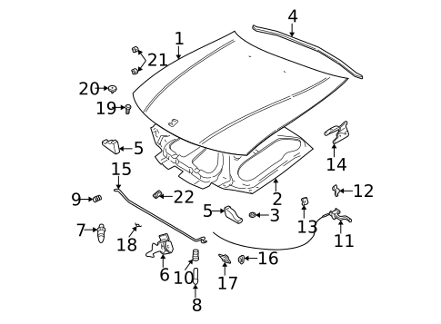 Hood & Components for 2000 Saturn LW2 #0