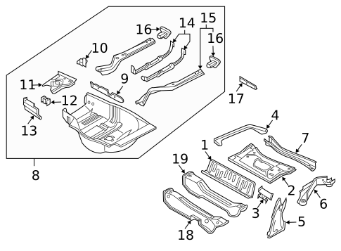 Rear Floor & Rails for 2003 BMW 745i #0