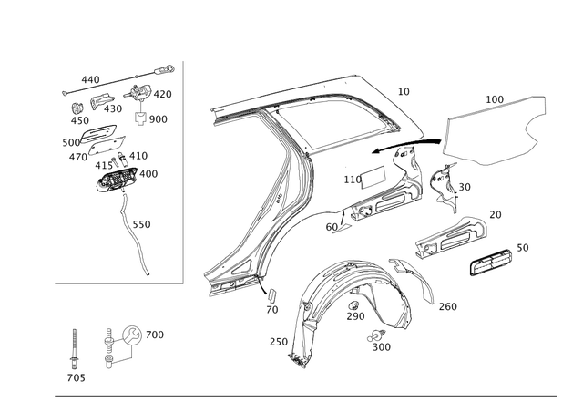 2126980600 - Side Walls: Stone Chipping Prot. Film for Mercedes-Benz: E250, E350, E400, E550, E63 AMG, E63 AMG S Image image
