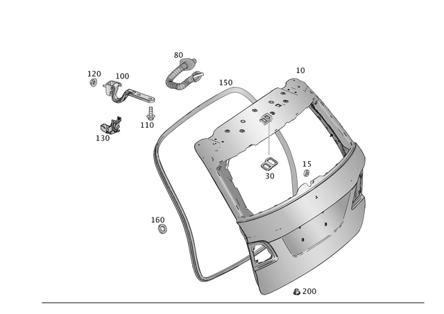 1666160200 - Rear-End Door: Sealing Plate for Mercedes-Benz: GL350, GL450, GL550, GL63 AMG, GLE300d, GLE350, GLE400, GLE550e, GLE63 AMG, GLS350d, GLS450, GLS550, GLS63 AMG, ML250, ML350, ML400, ML550, ML63 AMG Image image