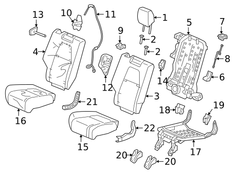 Rear Seat Components for 2017 Honda CR-V #1