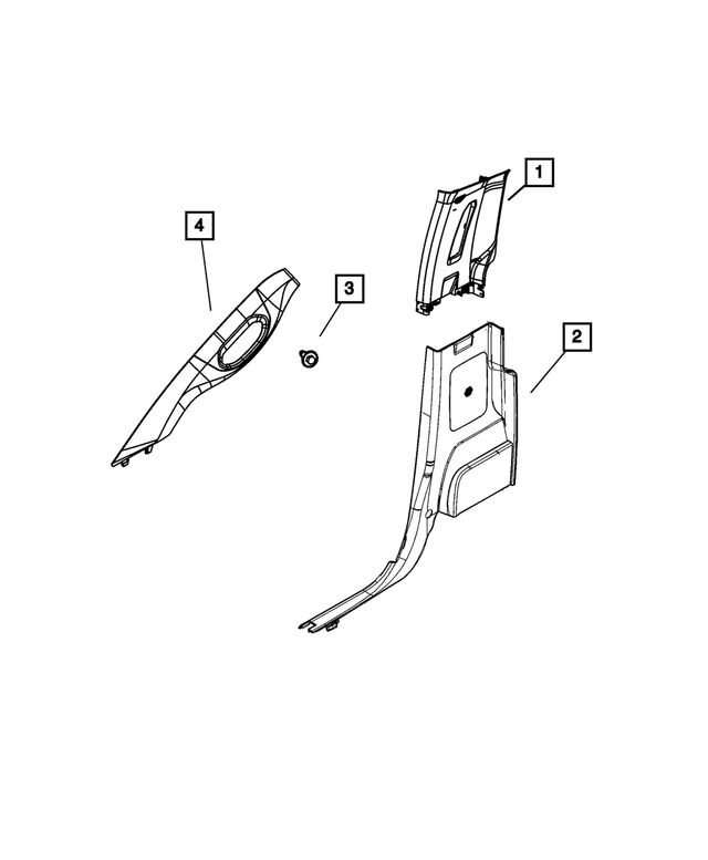 « 1DX50BD1AB – Interior Trim : Garnissage Supérieur De Montant B Panneau, Côté Droit pour Mopar Image »