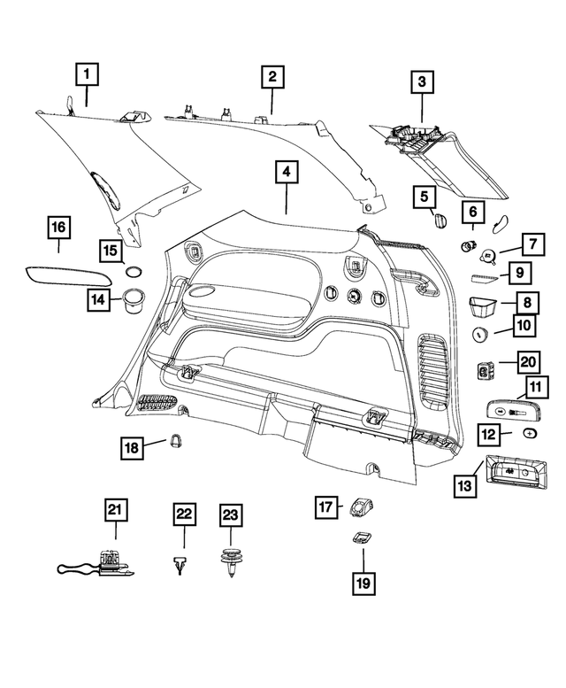1GR12DX9AF - Interior Trim: C Pillar Molding, Right for Mopar Image
