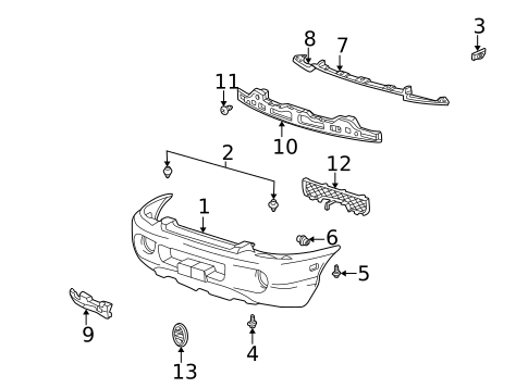 Bumper & Components - Front for 2001 Hyundai Santa Fe #0