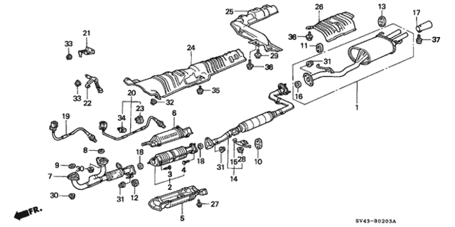 Exhaust Pipe (V6) for 1996 Honda Accord #0