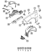 68584575AA - Body Sheet Metal Except Doors: Fender Mounting Midpoint Bracket, Left for Mopar Image