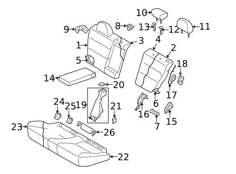 Rear Seat Components for 2009 Subaru Outback #0