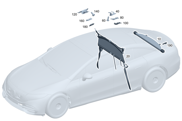 2978104500 - Rear Seat: Lugg. Cmprt. Roller Blind for Mercedes-Benz: EQS 450, EQS 450+, EQS 580, EQS AMG Image image