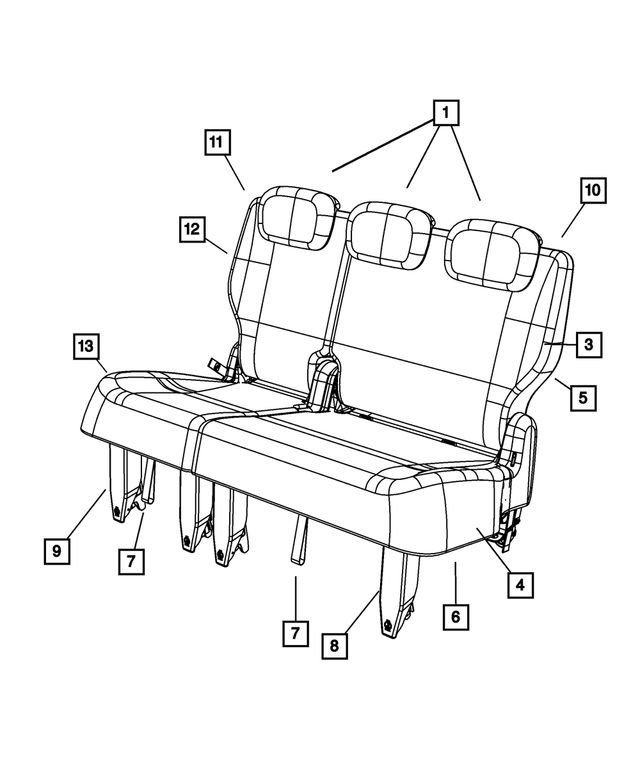 1RE421S3AA - Interior Trim: Rear Headrest for Chrysler: Town &amp; Country | Dodge: Grand Caravan Image