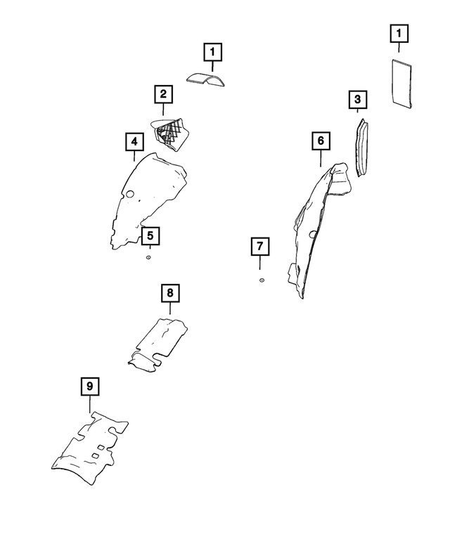 55197424AD - Interior Trim: Wheelhouse Silencer for Dodge: Durango | Jeep: Grand Cherokee, Grand Cherokee WK Image