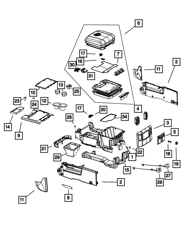 5MZ87HL1AA - Interior Trim: Base Console for Mopar Image image