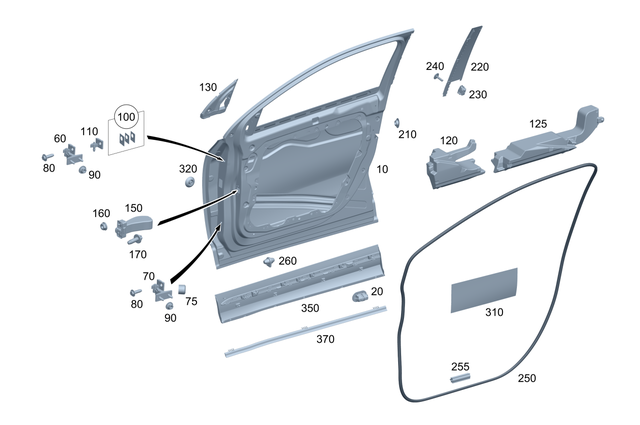 9829720 - Front Door: Cover Cap for Mercedes-Benz: 180A, 180b, 220a, 300C, 300CD, 350SD, A220, A35 AMG, C300, C43 AMG, C63 AMG S E Performance, CLA250, CLA35 AMG, CLA45 AMG, CLA45 AMG S, CLE300, CLE450, CLE53 AMG, E350, EQB 250+, EQB 300, EQB 350, EQE 350, EQE 350 SUV, EQE 350+, EQE 350+ SUV, EQE 500, EQE 500 SUV, EQE AMG, EQE AMG SUV, EQS 450, EQS 450 SUV, EQS 450+, EQS 450+ SUV, EQS 580, EQS 580 SUV, EQS AMG, GLA250, GLA35 AMG, GLA45 AMG, GLB250, GLB35 AMG, GLC300, GLC350e, GLC43 AMG, GLC63 AMG S E Performance, Maybach EQS 680 SUV, Maybach S580, Maybach S680, S500, S580, S580e, S63 AMG E Performance Image image