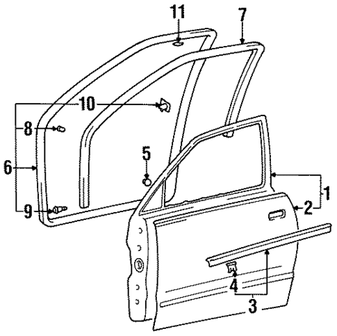 Door & Components for 1996 Hyundai Accent #0