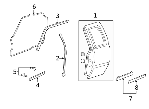 Exterior Trim - Rear Door for 2003 Chevrolet S10 #1