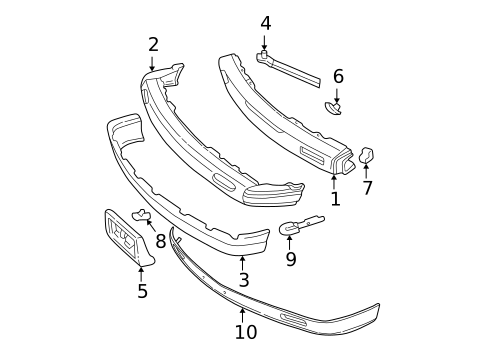 Bumper & Components - Front for 1997 GMC Jimmy #0
