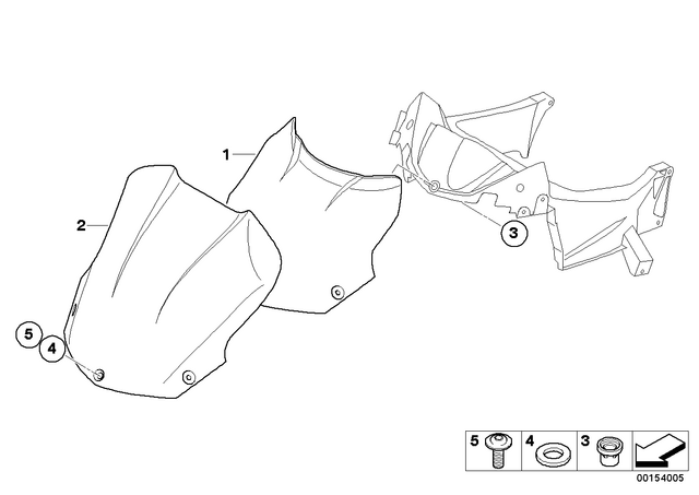 71607693913 - : Set Windshield, High - L=390Mm for BMW-Motorrad Image