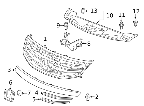 Grille & Components for 2011 Honda Accord #0