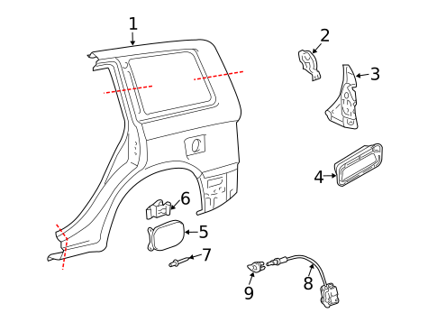 Quarter Panel & Components for 2007 Toyota Highlander #1