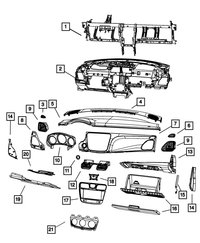 « 1SR30DX9AB –  : Panneau D`instruments Boite A Gants pour Mopar Image »